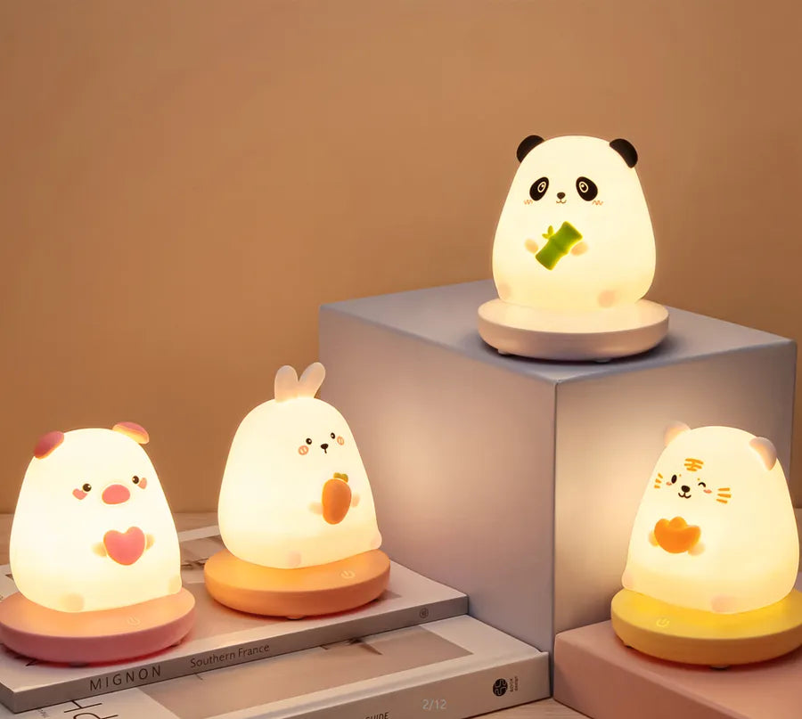 DecorBites™ Kids' Animal Silicone Night Light - Touch Sensor, Dimmable, Rechargeable