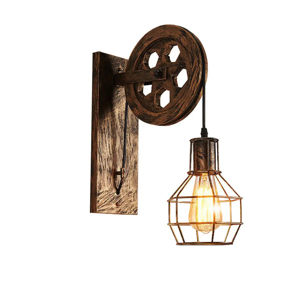 DecorBites™ مصباح حائط صناعي ببكرة، حامل إضاءة جداري قابل للتعديل للمقهى والبار في العلية