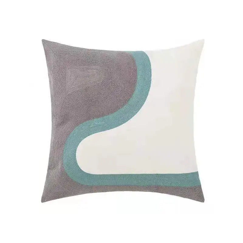 DecorBites™ غطاء وسادة بتطريز هندسي بنقشة زهور الأقحوان أصفر أزرق 45x45 سم ناعم ومريح