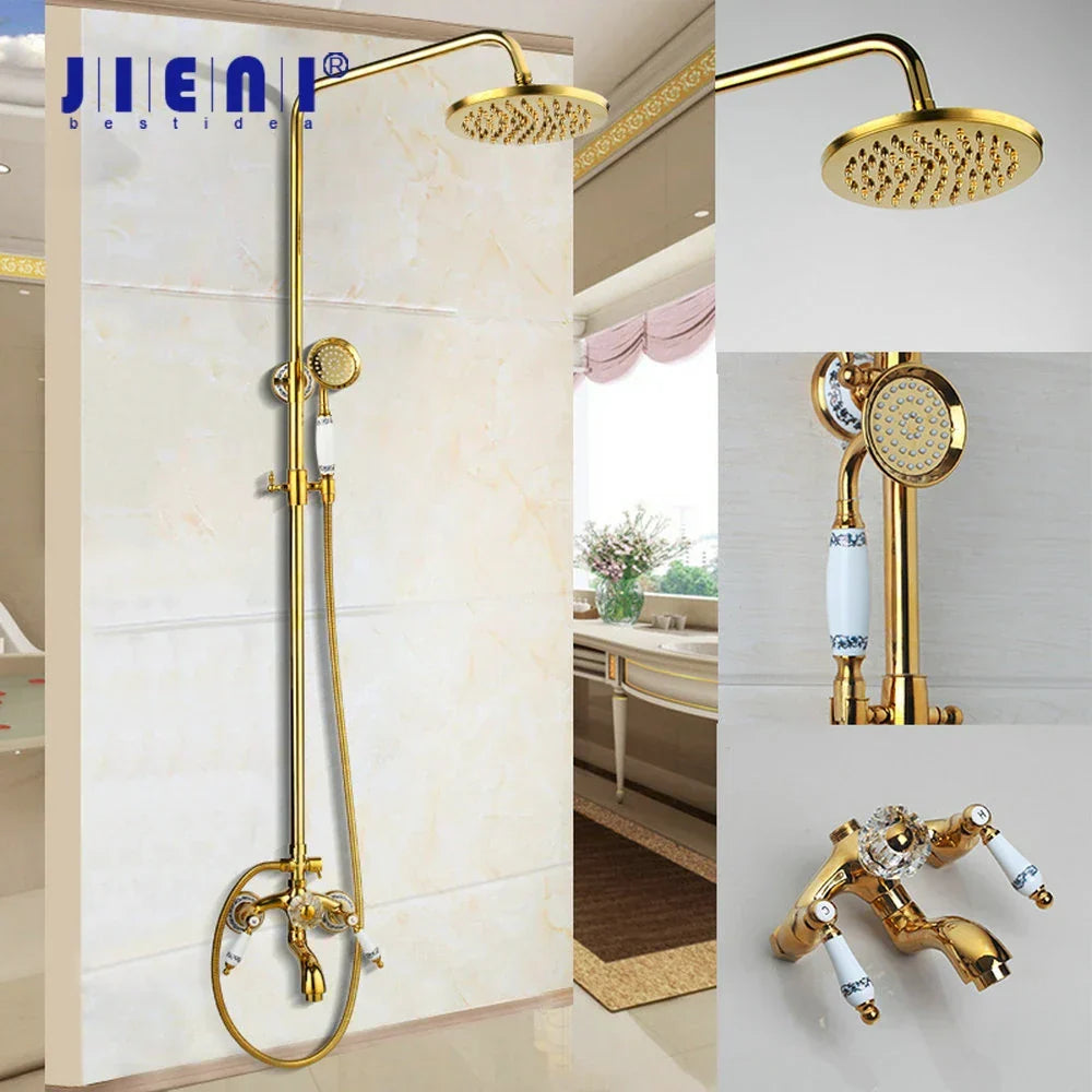 DecorBites™ Golden Polished Shower Head with High Pressure Aerator Nozzle
