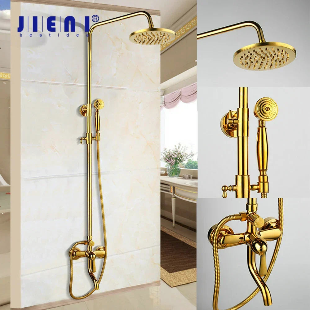 DecorBites™ Golden Polished Shower Head with High Pressure Aerator Nozzle