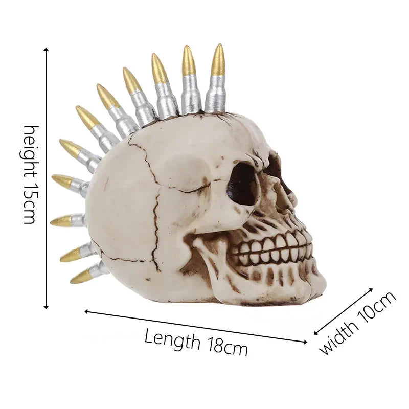 DecorBites™ 15cm Resin Skull Head Bullet Handicraft Decor Statue Halloween Props