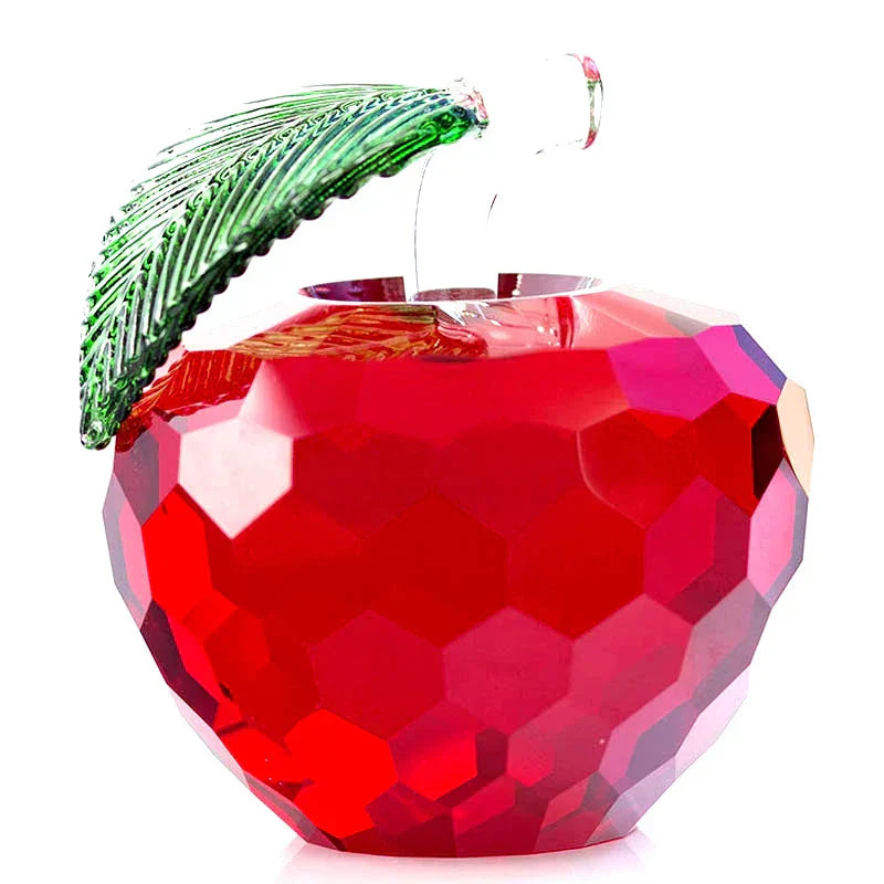 DecorBites™ ثقالة ورق زجاجية على شكل تفاحة صفراء ثلاثية الأبعاد - تماثيل للزينة لديكور مكتب المكتب
