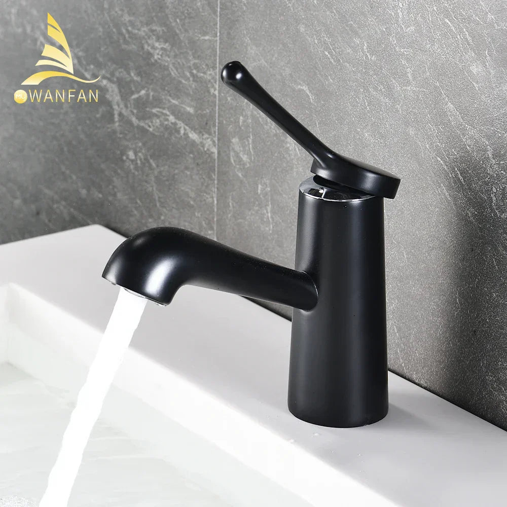 DecorBites™ Gold Waterfall Basin Faucet Mixer Tap Modern Single Hole Cold Hot Water