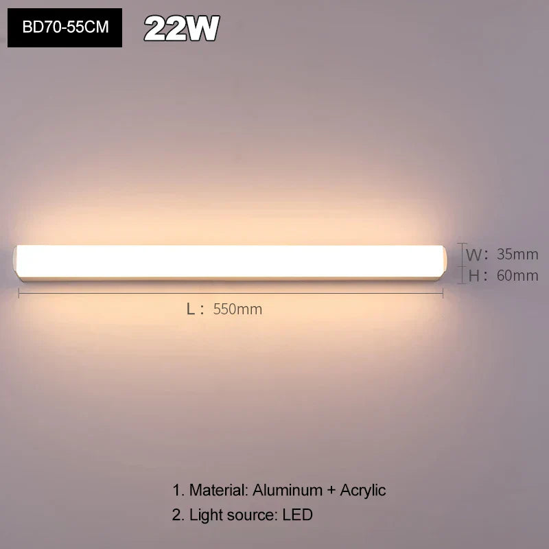 مصباح حائط LED أكريليك من DecorBites™ للحمام وغرفة النوم، تصميم بسيط وعصري، شمعدانات مضادة للضباب