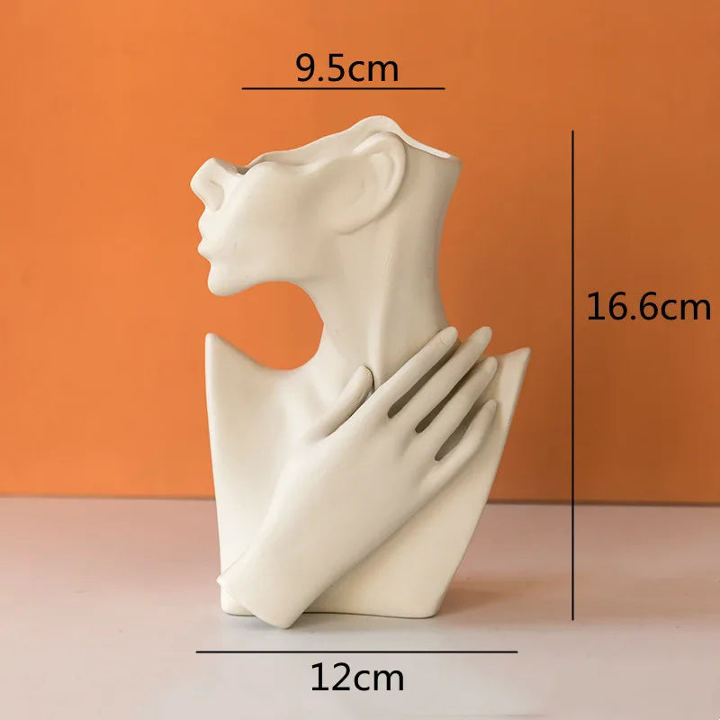 DecorBites™ Abstract Half Face Ceramic Vase Portrait Ornament Artistic Handicraft