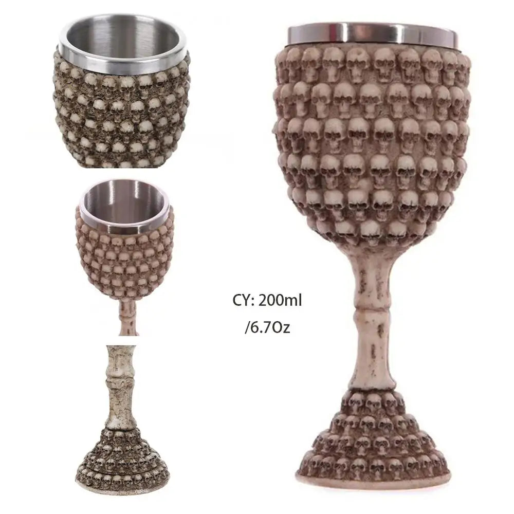 DecorBites™ Dragon Skull Goblet: Gothic Resin Stainless Steel Wine Glass for Cocktail Bar Party