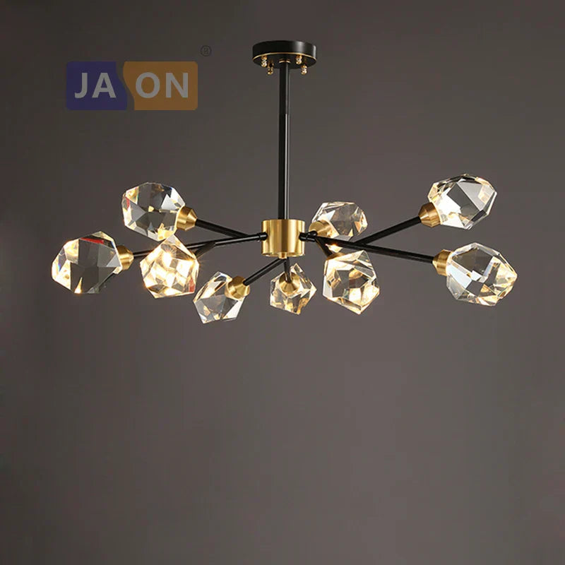 DecorBites™ Crystal Copper Black LED Chandelier for Dinning Room