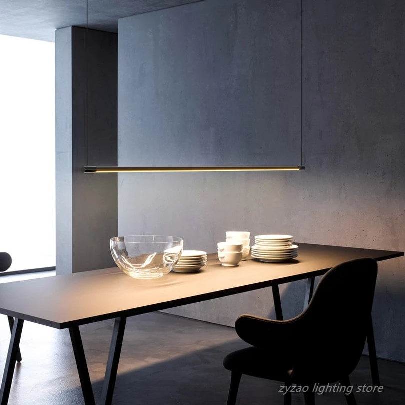 Black Linear Metal LED Pendant Light