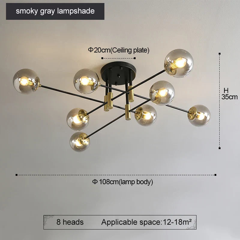 ثريا كروية دائرية LED من DecorBites™ باللونين الأسود والذهبي - إضاءة أنيقة للمنزل