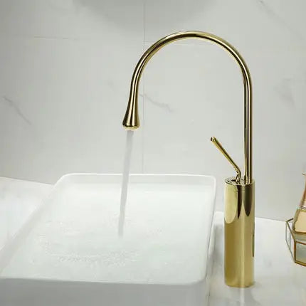 DecorBites™ Brushed Gold Basin Faucet Hot Cold Swivel Sink Water Crane