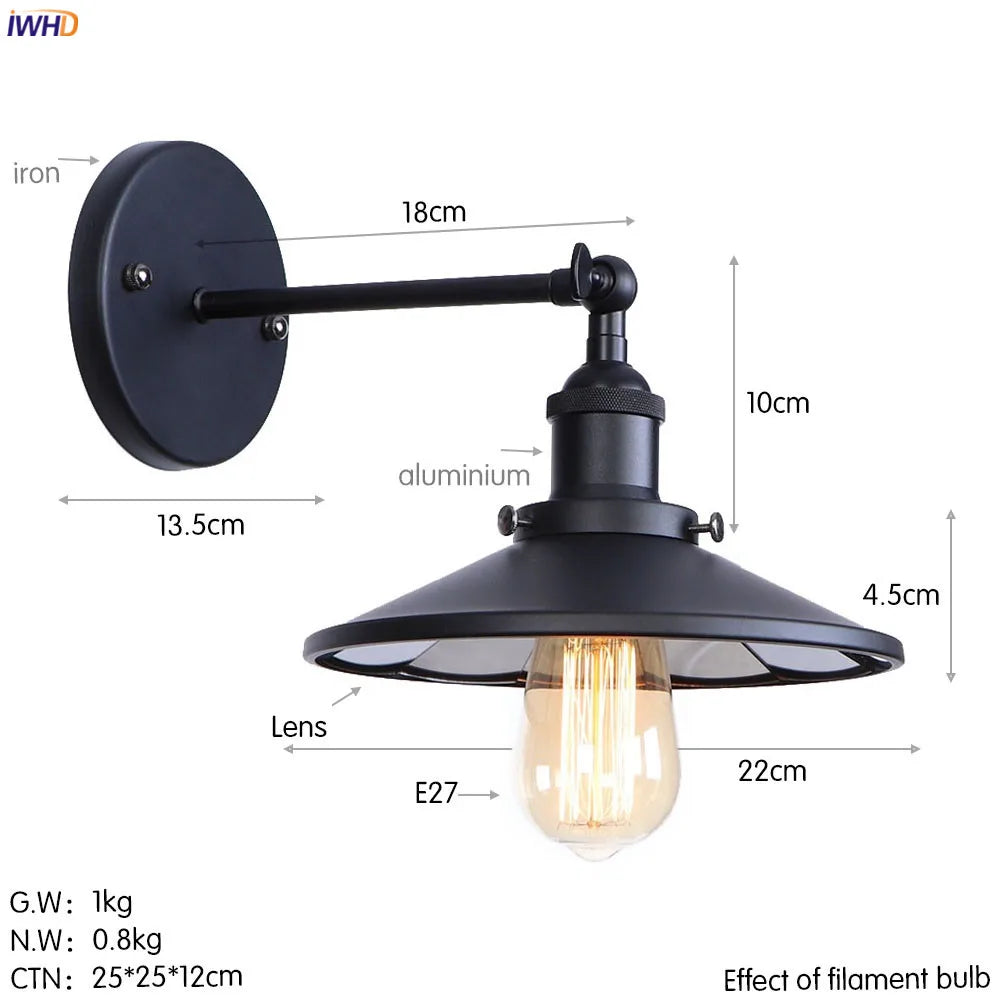 DecorBites™ Antique Gold Rustic LED Wall Light for Home Decor