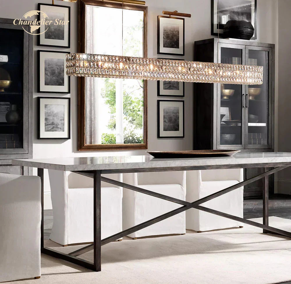 DecorBites™ Crystal LED Linear Chandelier for Kitchen Island Dining Room