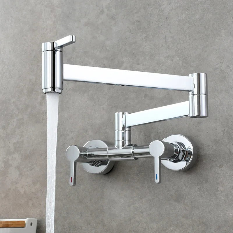 DecorBites™ Black Brass Pot Filler Tap, Foldable Kitchen Faucet with Rotate Spout