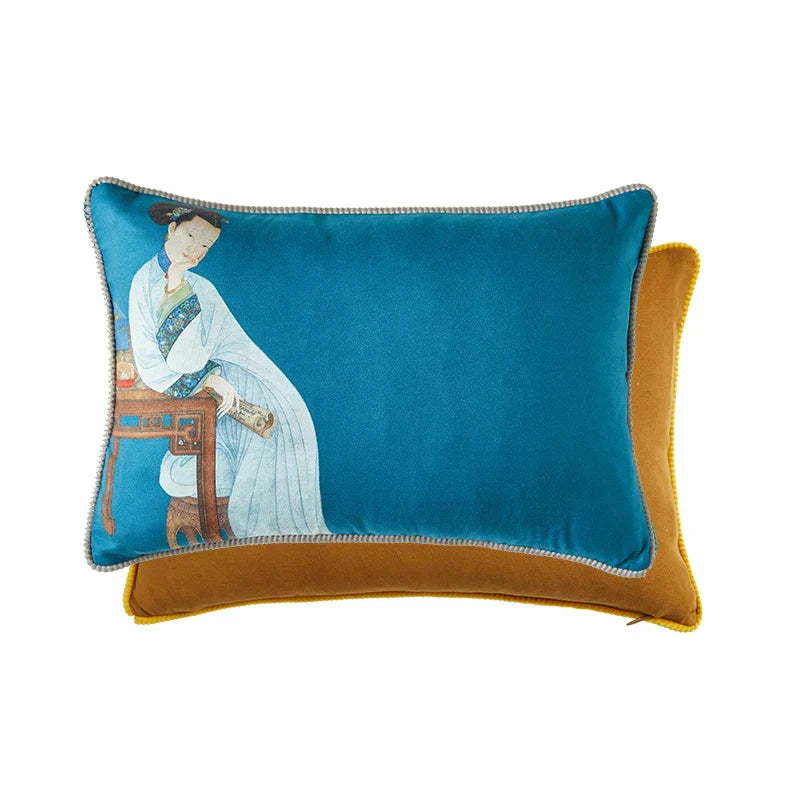 DecorBites™ Court Puppy Print Fur Fringed Bolster Pillowcase Decorative Throw Pillow Cover