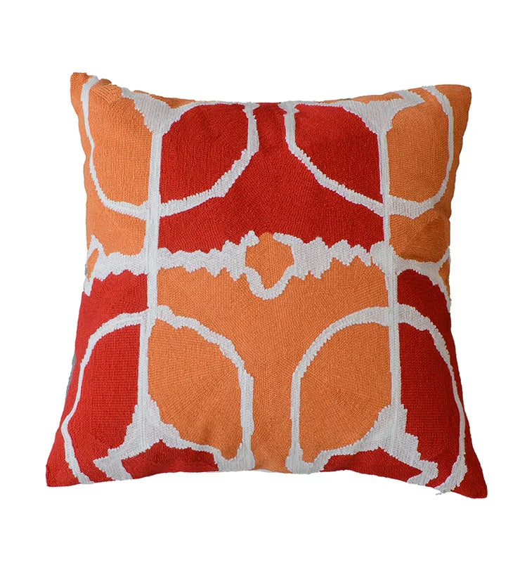 DecorBites™ Grey Embroidered Cotton Pillow Cover 45x45cm for Home Decor and Living Room