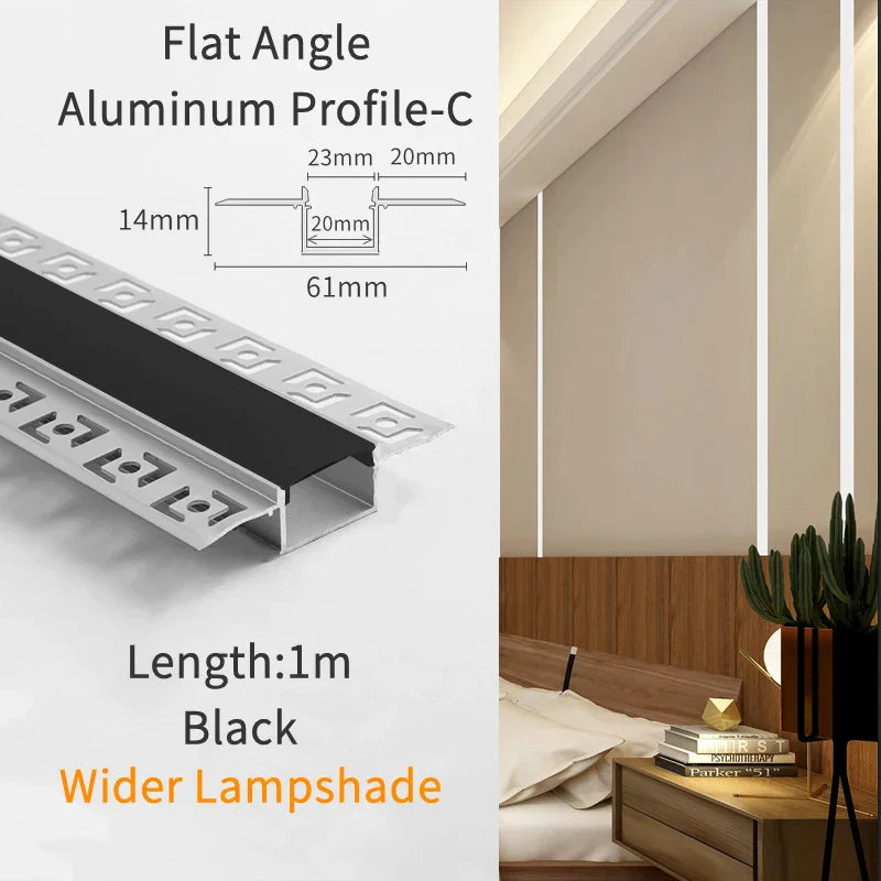 DecorBites™ 1M Frameless Embedded LED Aluminum Profile for Linear Strip Lights