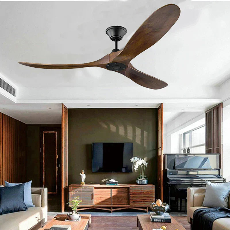 DecorBites™ 88" Large Wood Blade Ceiling Fan with Remote Control and DC Motor