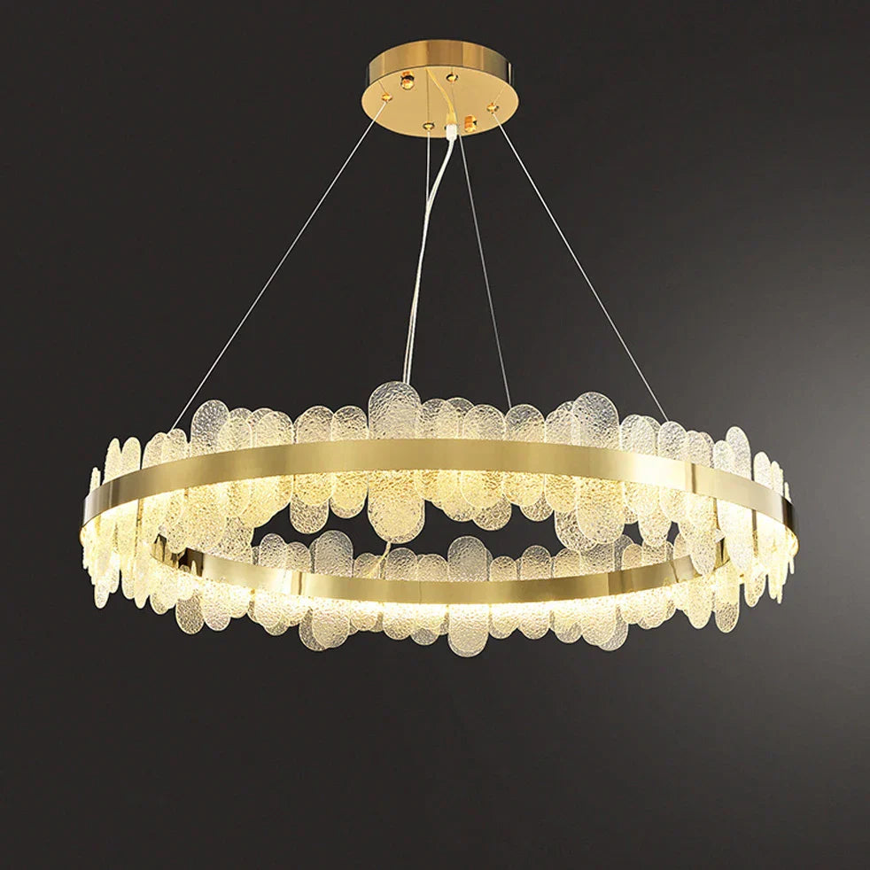 ثريا LED ذهبية بتصميم عصري من الفولاذ المقاوم للصدأ من DecorBites™ لغرفة الطعام
