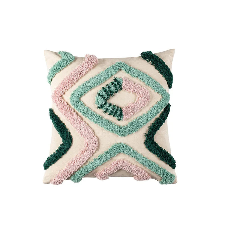 DecorBites™ Geometric Embroidery Tassel Cushion Case 45x45cm Home Decor Pillow Case
