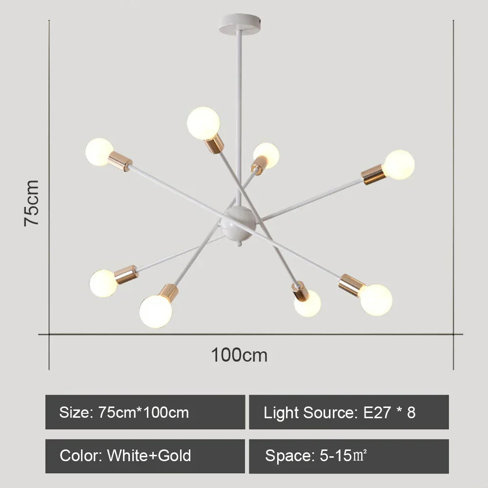 ثريا السقف LED من DecorBites™: تصميم سبوتنيك عصري وصناعي لغرفة المعيشة وغرفة النوم