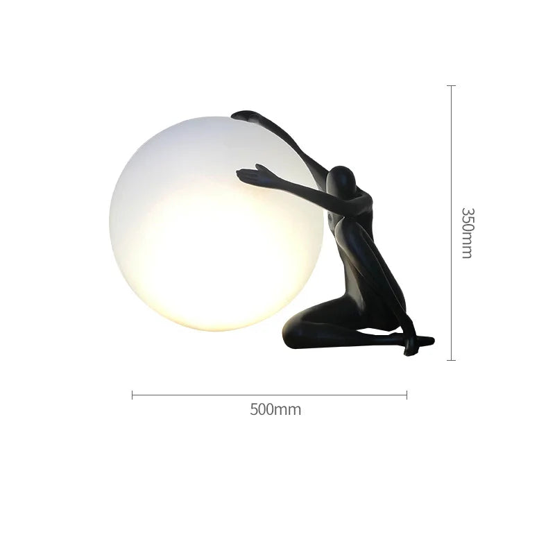 DecorBites™ Abstract Humanoid Ball Holder Table Lamp - Modern Art Sculpture Light