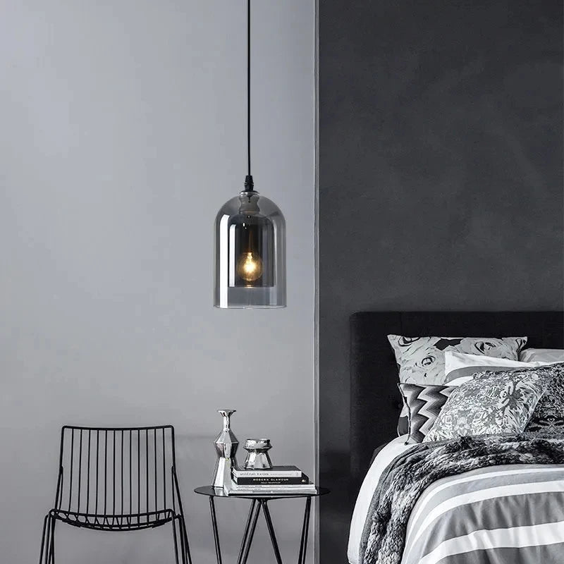 Nordic Smoky Gray Glass Pendant Light