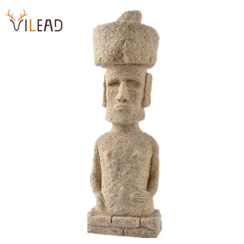 DecorBites™ Easter Island Moai Pukao Statue Figurine Home Office Decoration Living Room Decor Shelf