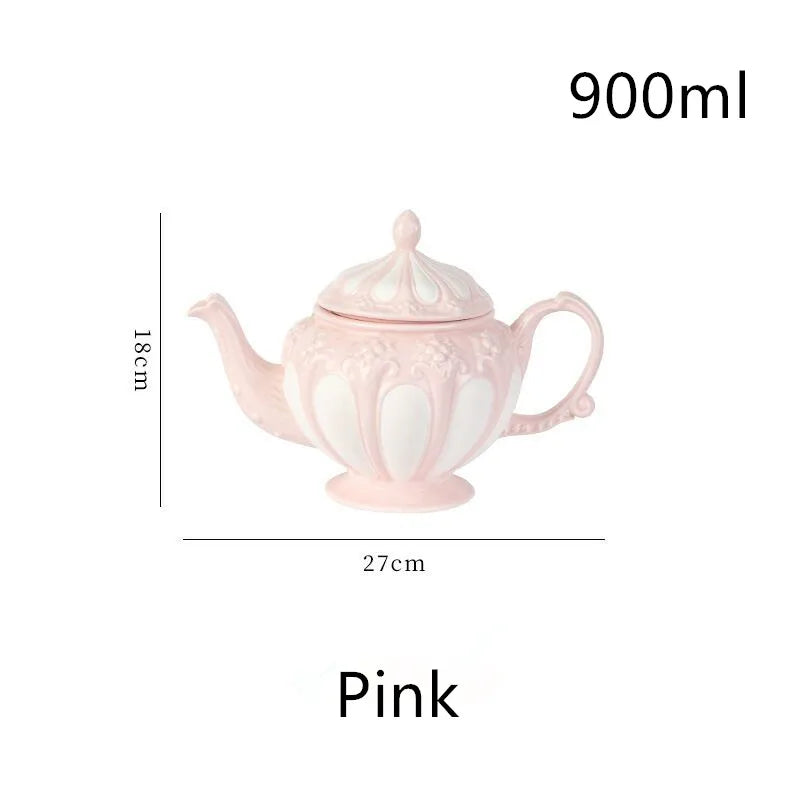 Service à thé élégant en porcelaine DecorBites™ : théière, tasses, soucoupes, cafetière haut de gamme, parfait pour les fêtes