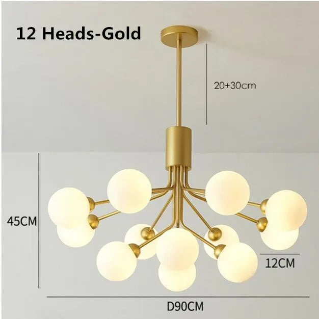 DecorBites™ ثريا كرة زجاجية ذهبية: إضاءة LED فاخرة لغرفة الطعام والمطبخ والمقهى