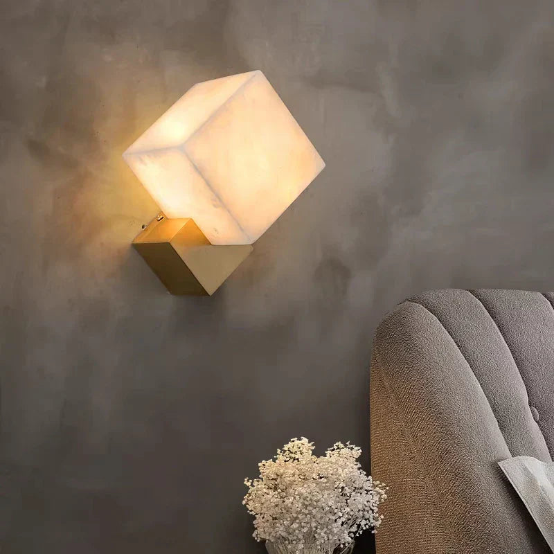 DecorBites™ مصابيح جدارية جاد: تجهيزات إضاءة عصرية LED مربعة من الرخام لديكور المنزل
