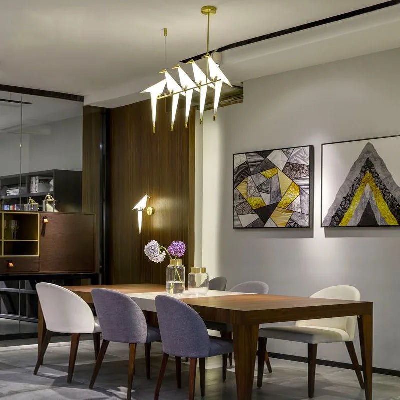 ثريا الطيور الذهبية الأوريغامي من DecorBites™ - مصباح عصري لتزيين المنزل