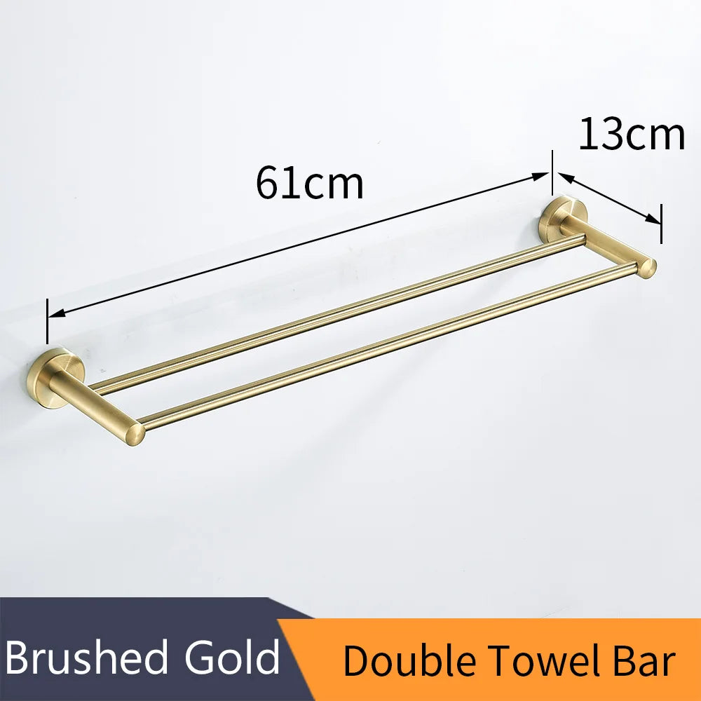 DecorBites™ طقم إكسسوارات حمام البجعة الذهبية: رف مناشف، حامل ورق تواليت، حامل مناديل رول