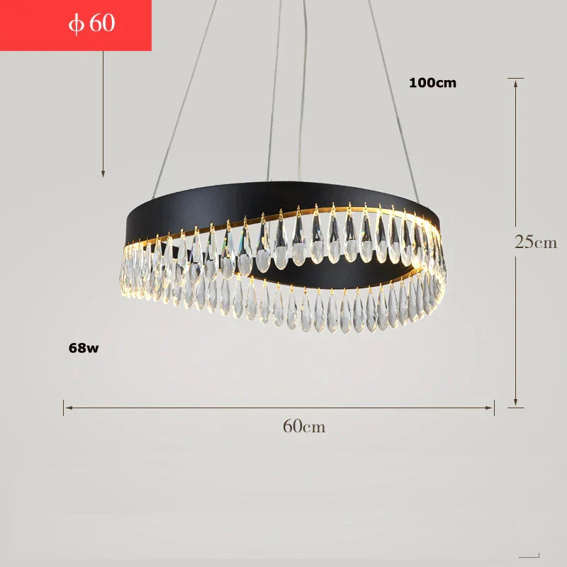 DecorBites™ ثريا ذهبية كريستالية من الفولاذ المقاوم للصدأ لغرفة الطعام