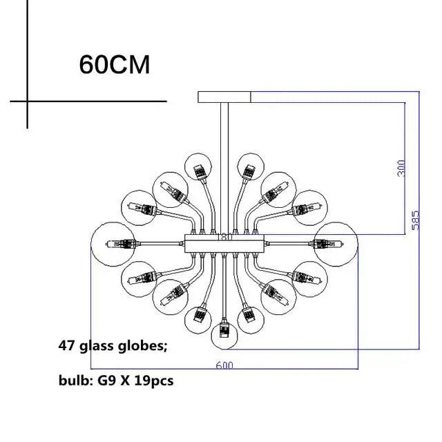 DecorBites™ Glass Globe LED Chandelier: Nordic Luxury Metal Pendant Lighting for Living Room