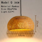 Handwoven Rattan Bamboo Pendant Light in Black