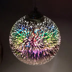 Art Deco Glass Globe Pendant Light in Gold or Silver
