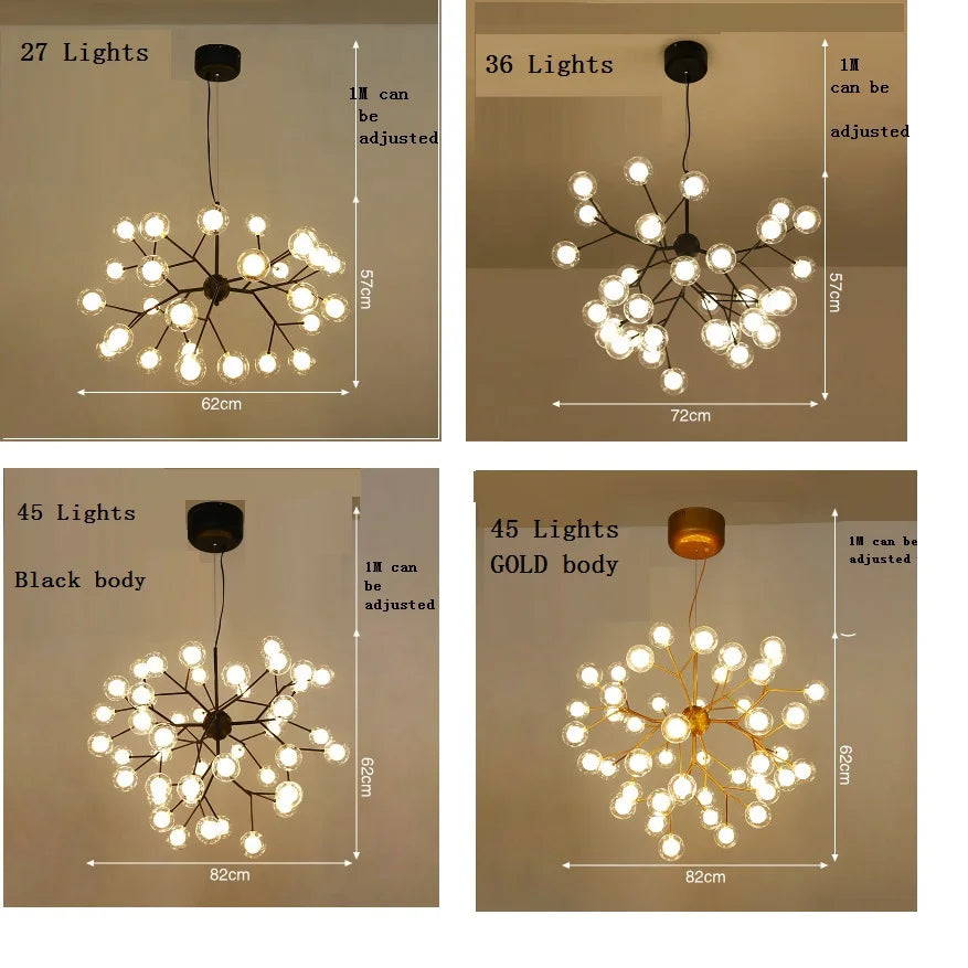 ثريا سبوتنيك LED Firefly من DecorBites™‎: مصباح سقف أنيق على شكل غصن شجرة