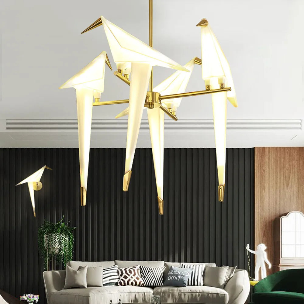 ثريا الطيور الذهبية الأوريغامي من DecorBites™ - مصباح عصري لتزيين المنزل