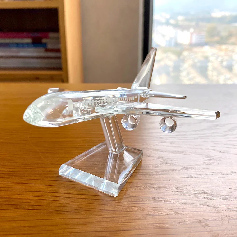 DecorBites™ Crystal Aircraft Figurine Glass Airplane Collectible Home Decor