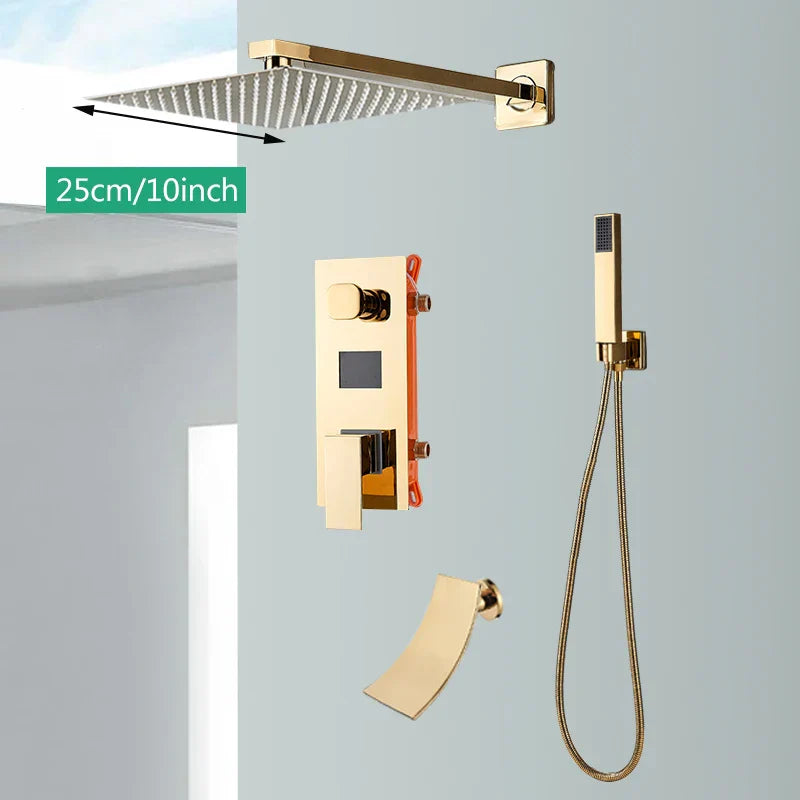 نظام دش Gold Digital Display من DecorBites™ مع صنبور حوض الاستحمام