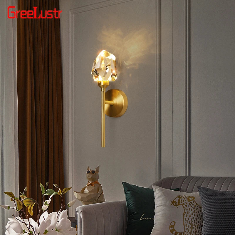 أباليك حائط كريستالية بإضاءة LED من DecorBites™ نحاسية لديكور المنزل الفاخر والعصري