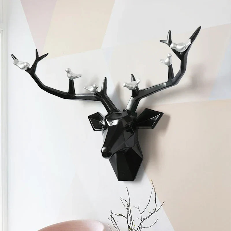 ديكور جدار رأس الغزال من DecorBites™ | تمثال حيوان تجريدي حديث لديكور المنزل