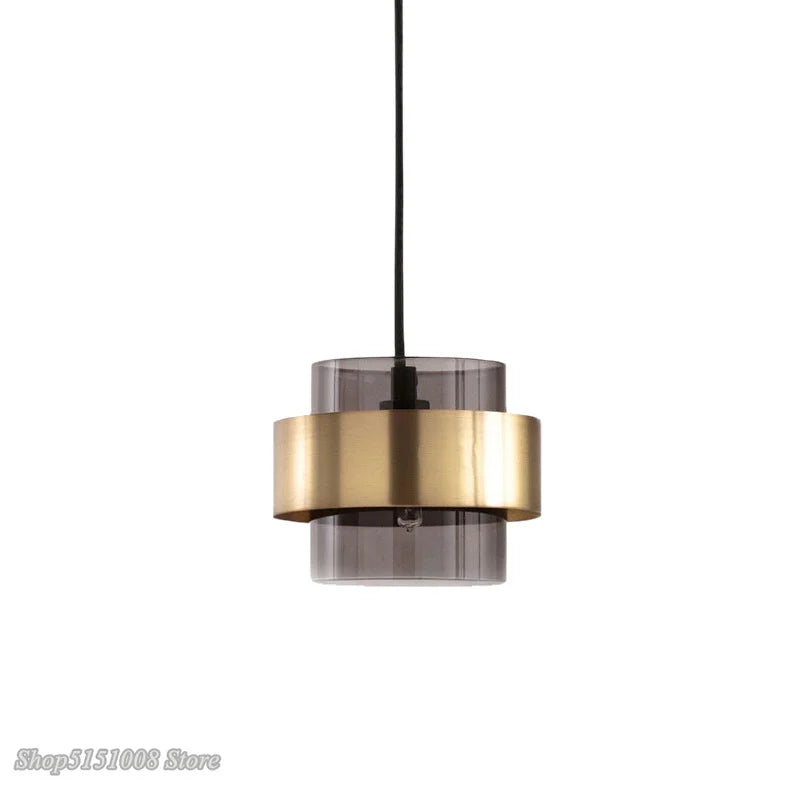 مصابيح قلادة LED زجاجية ذهبية من DecorBites™: تصميم أسطواني نورديكي حديث لتجهيزات الديكور المنزلي