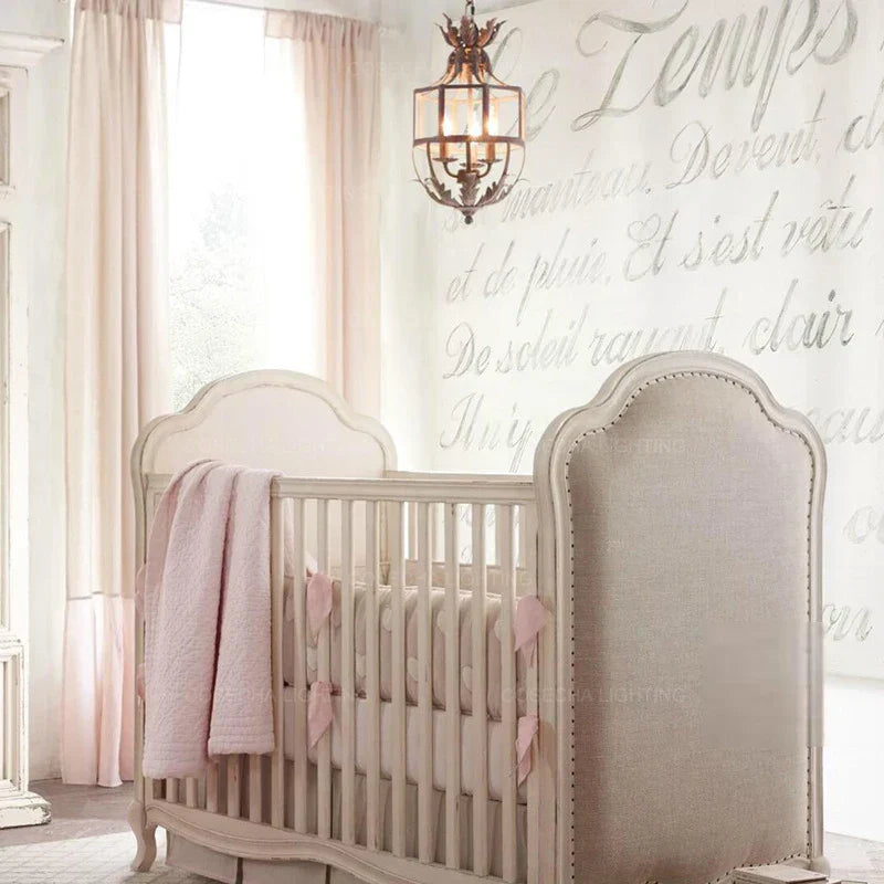 DecorBites™ Grey/Gold Metal Cage Chandelier: Russian-Inspired, 3-Light Lustre for Nursery, Kitchen, Dining