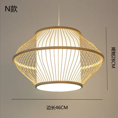 أضواء ثريا من الخيزران الياباني من DecorBites™ لغرفة النوم وغرفة المعيشة وغرفة الشاي ومصابيح زين