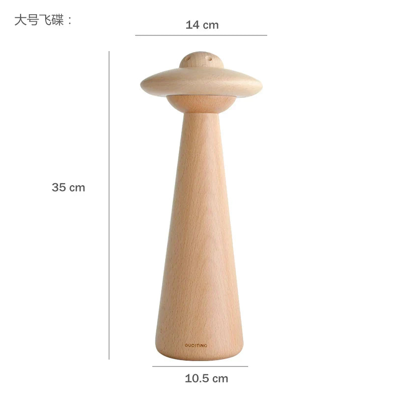 مصباح طاولة UFO الخشبي للأطفال من DecorBites™: تصميم حديث، قابل للتعتيم، على شكل كرتوني، مثالي لغرفة نوم الأطفال