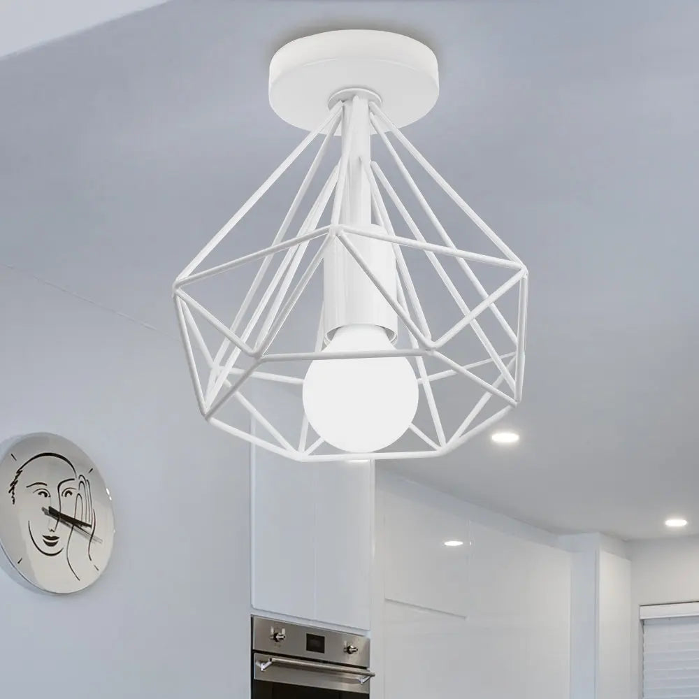 DecorBites™ Iron Cage Ceiling Light Fixture Retro Nordic Design Home Kitchen Lamp
