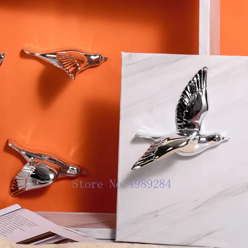 DecorBites™ ديكور حائط عصري ذهبي على شكل طائر إكسسوار حمام