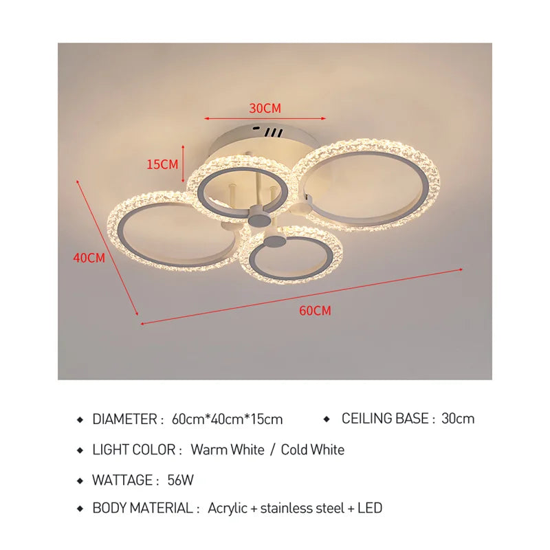 DecorBites™ Acrylic Ceiling Lights Modern Chandelier LED Lamps Dining Living Room Bedroom Decor